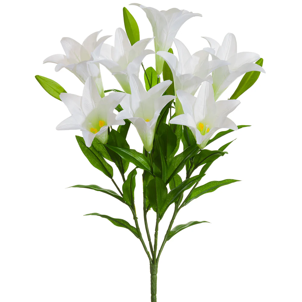 25" Silk Easter Lily Flower Bush -White (Pack of 6)