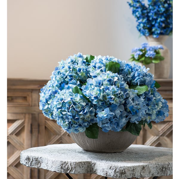 25" Silk Hydrangea Flower Bush -Blue (Pack of 12) - Image 2