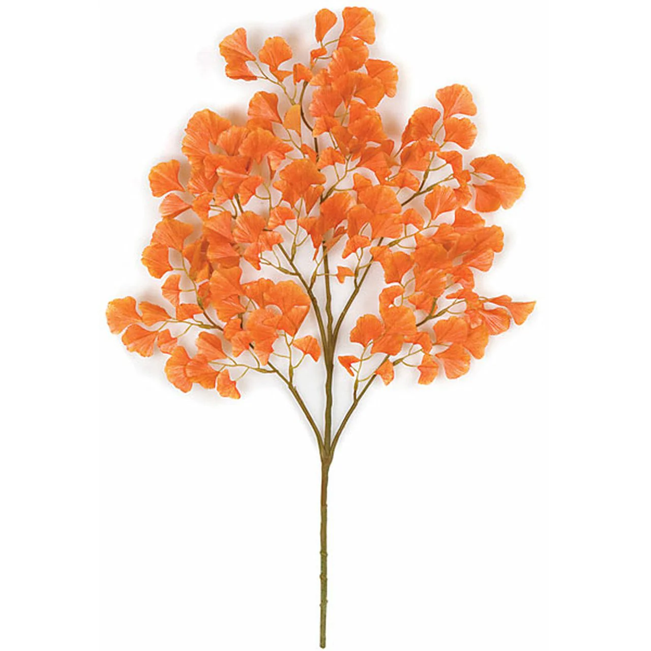 25" Silk Mini Ginkgo Leaf Stem -Orange (Pack of 24)