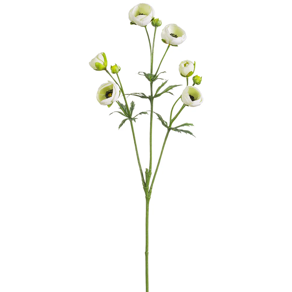 25" Silk Mini Ranunculus Flower Stem -Cream (Pack of 12)