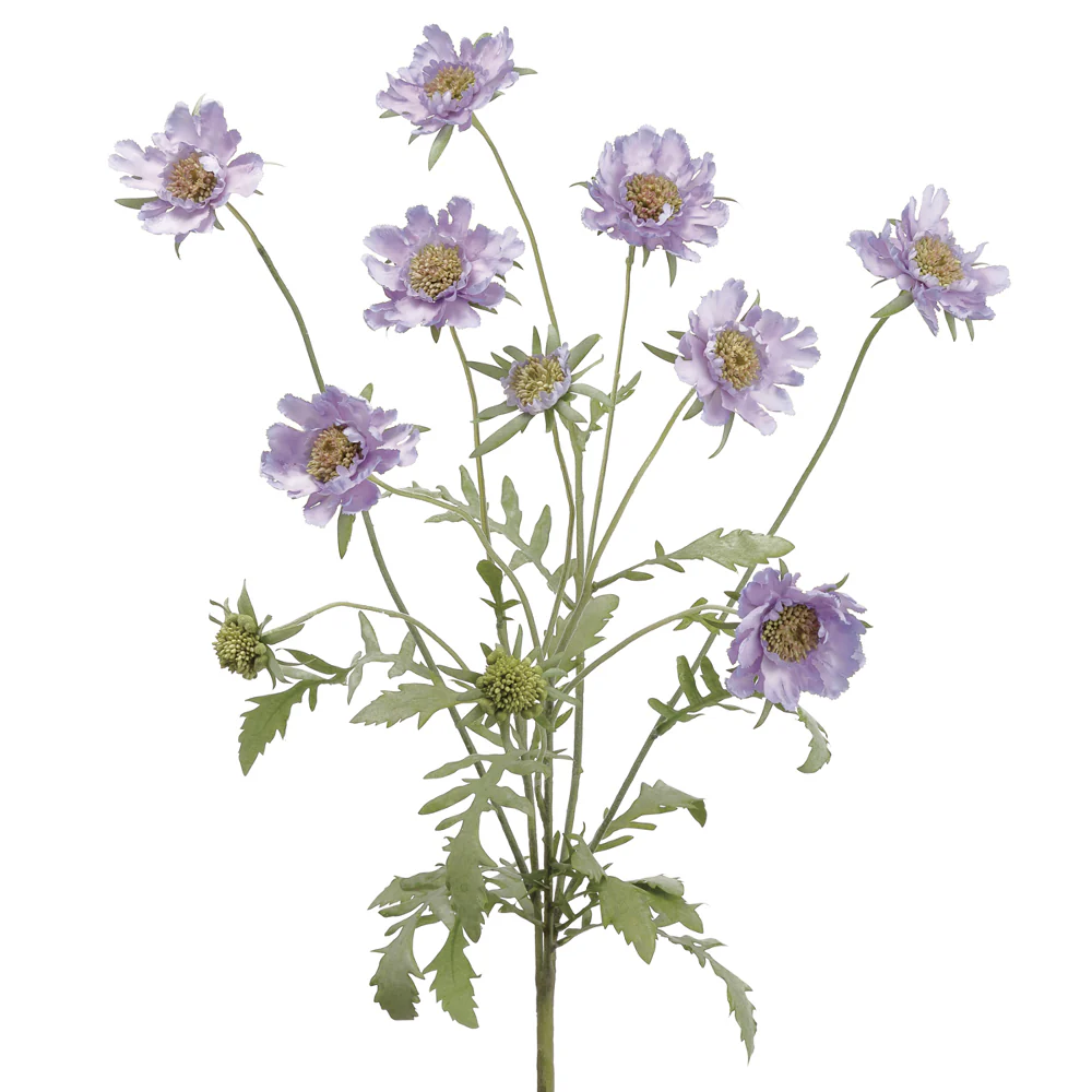 25" Silk Scabiosa Flower Bush -Amethyst (Pack of 6)