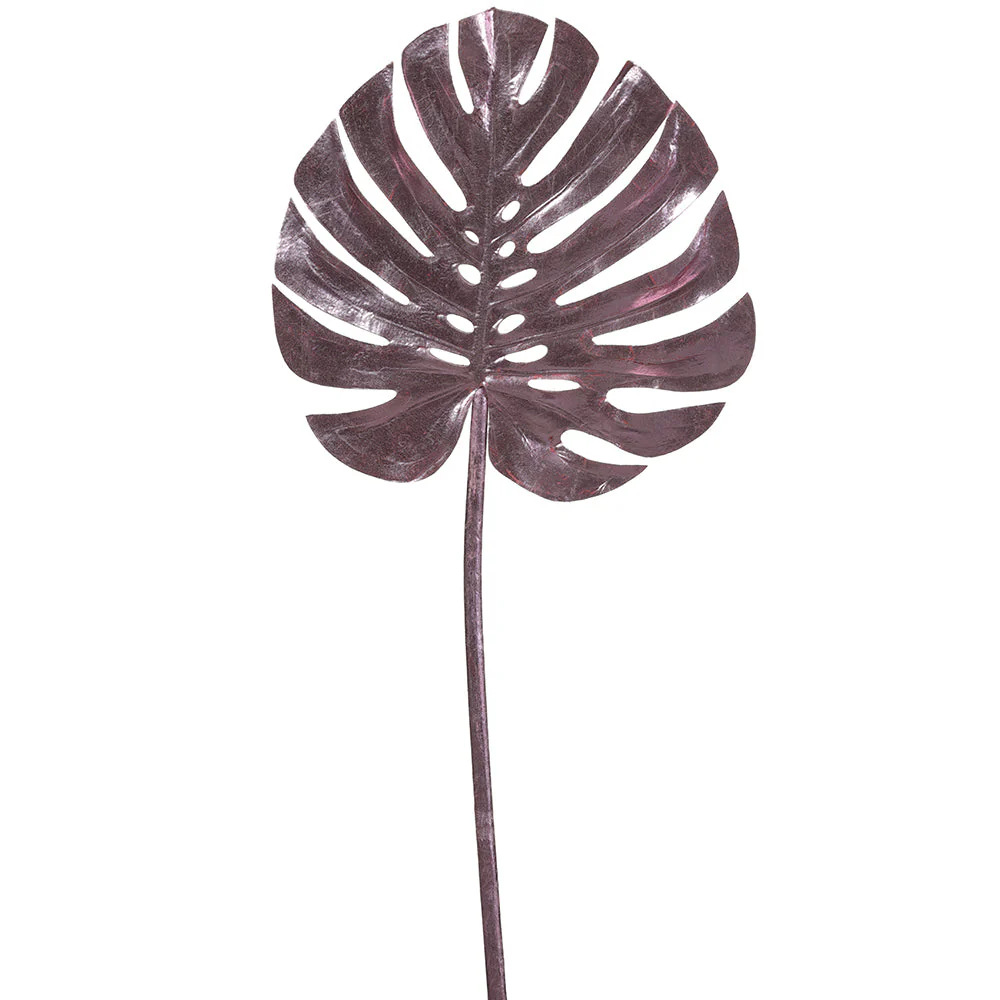 25" Silk Split Philodendron Monstera Leaf Stem -Pink (Pack of 6)