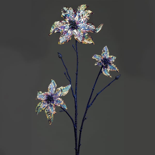26.4" Artificial Poinsettia Flower Stem -Lavender/Iridescent (Pack of 12) - Image 2