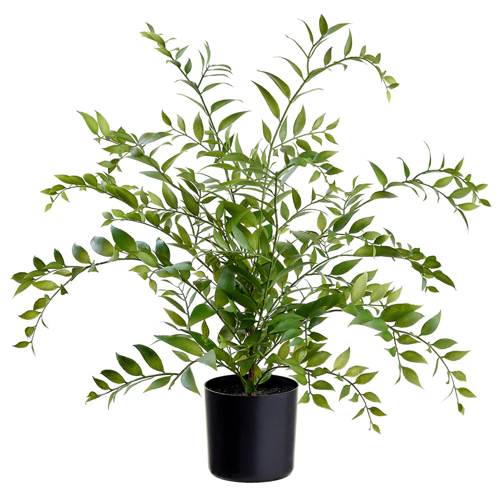 26.5" Asian Bayberry Leaf Silk Plant w/Plastic Pot -Green (Pack of 4)