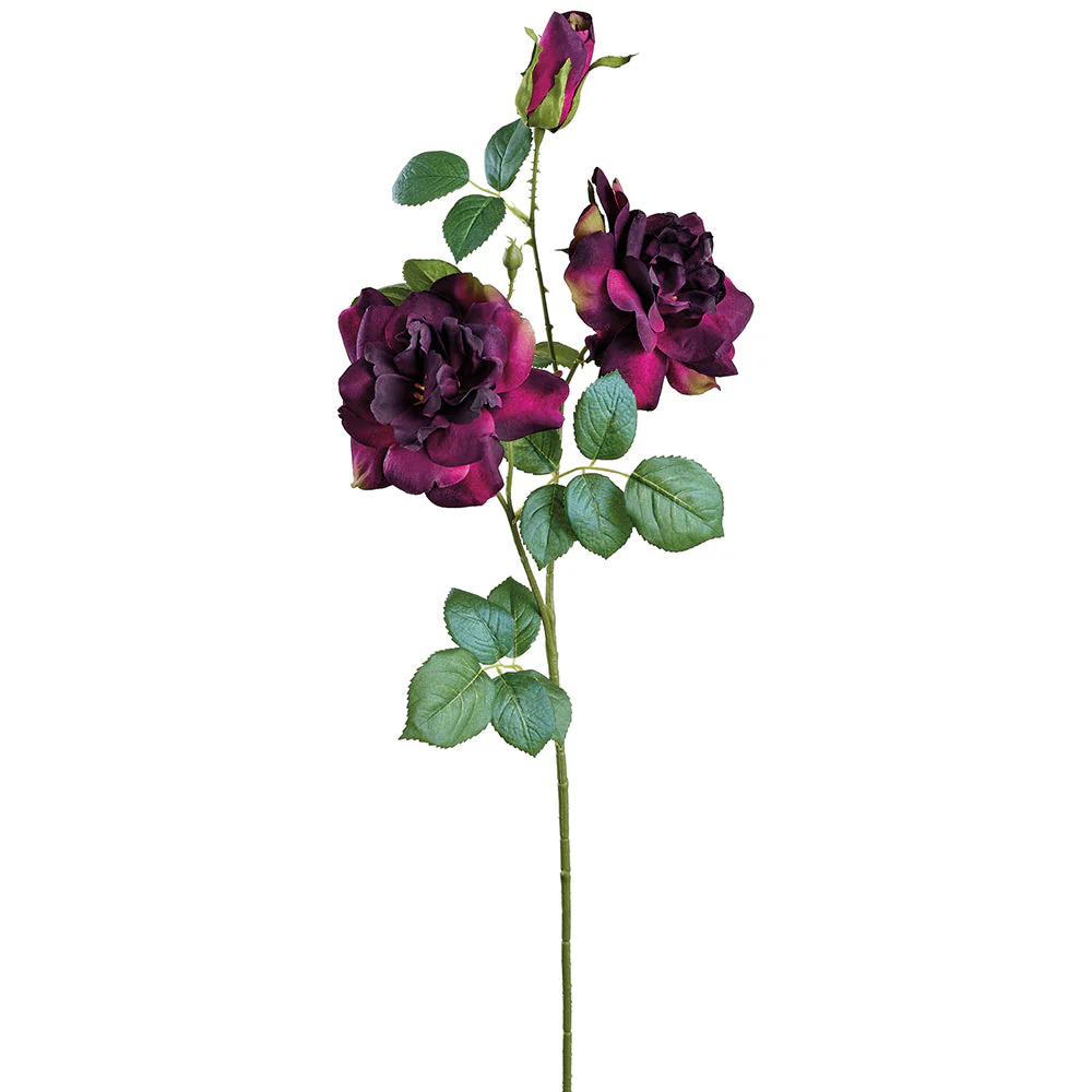 26.5" Rose Silk Flower Stem -Plum (Pack of 12)