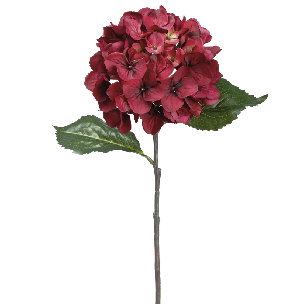 26.5" Silk Hydrangea Flower Spray -Burgundy (Pack of 12)