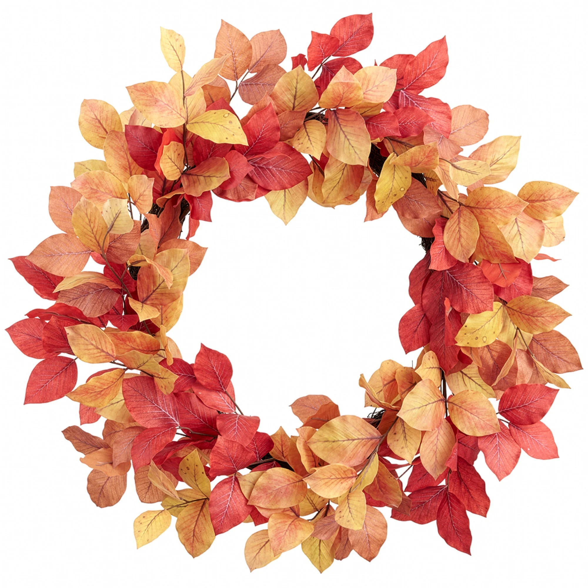 26" Artificial Elm Leaf Wreath -Mixed Colors (Pack of 2)
