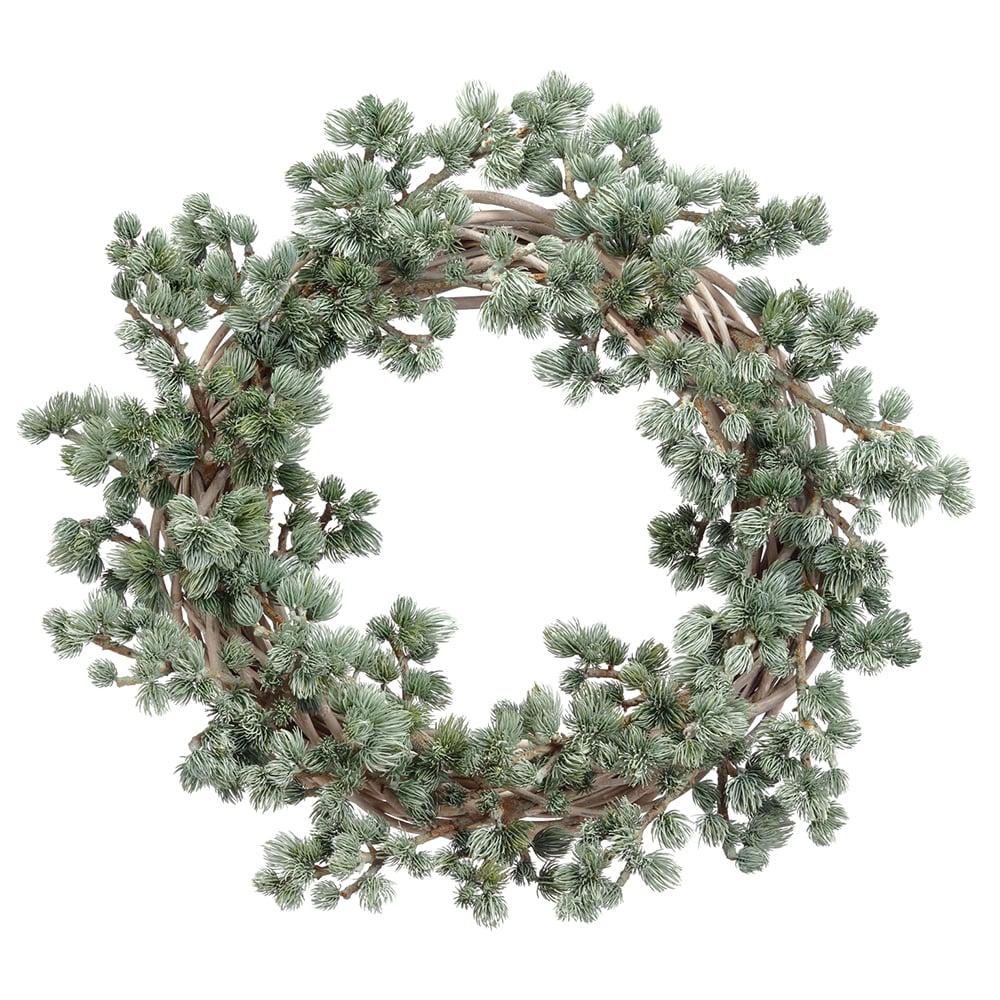 26" Artificial Ming Pine Wreath -Green/Gray
