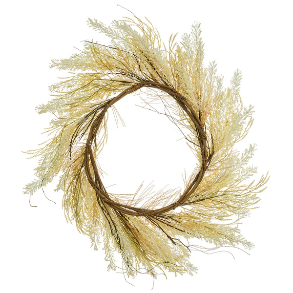 26" Artificial Rattail Grass Wreath -Beige/Cream (Pack of 2) - Image 2