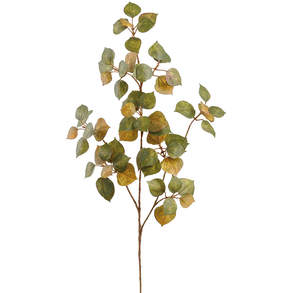 26" Cotinus Leaf Silk Stem -Green/Mustard (Pack of 12)