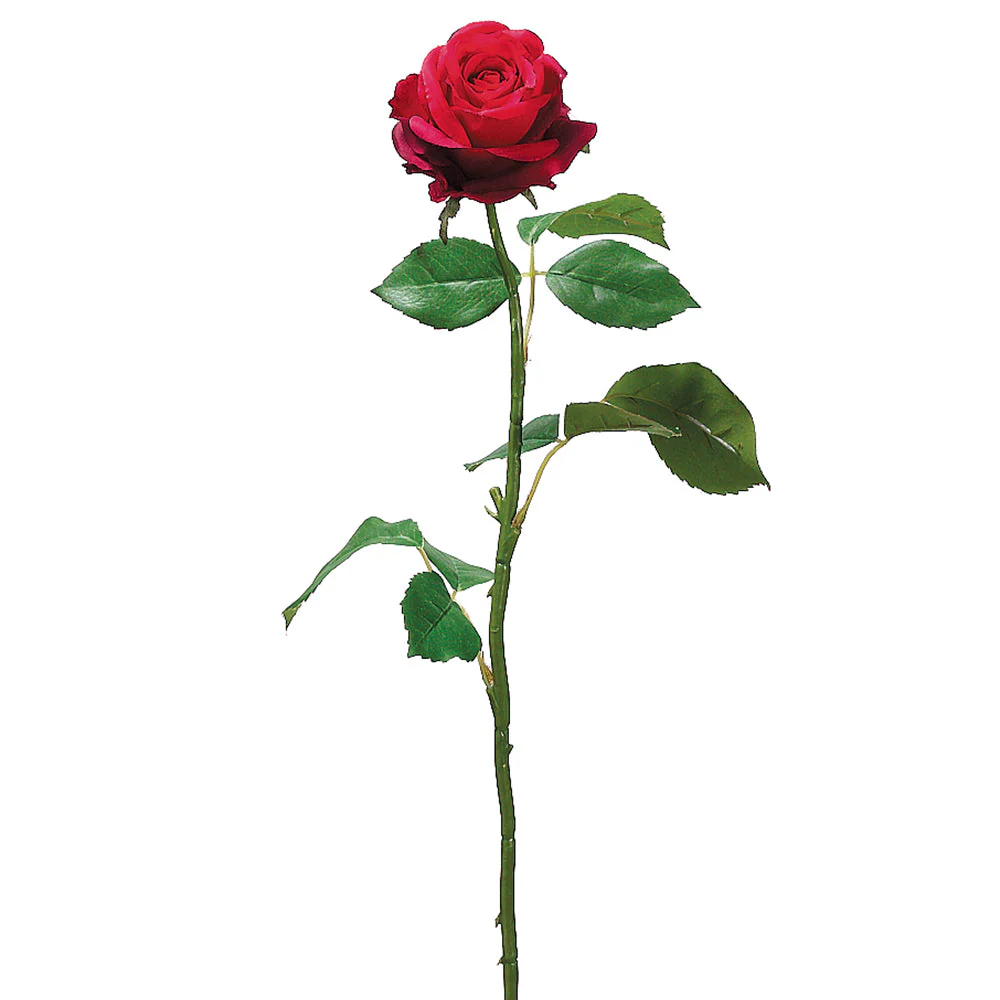 26" Cottage Rose Silk Flower Stem -Red (Pack of 12)