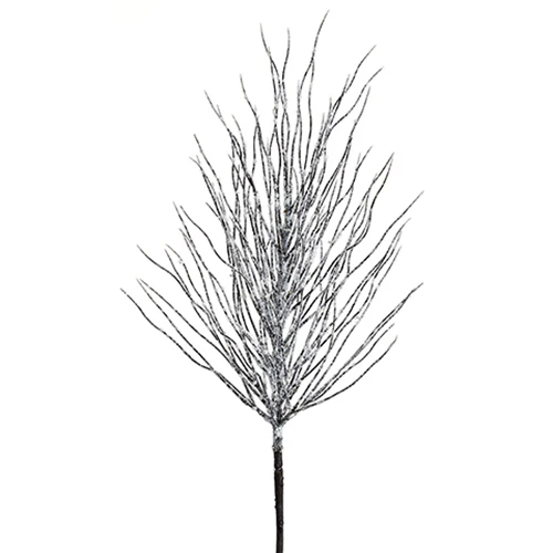 26" Glittered Artificial Plastic Twig Stem -White (Pack of 12)