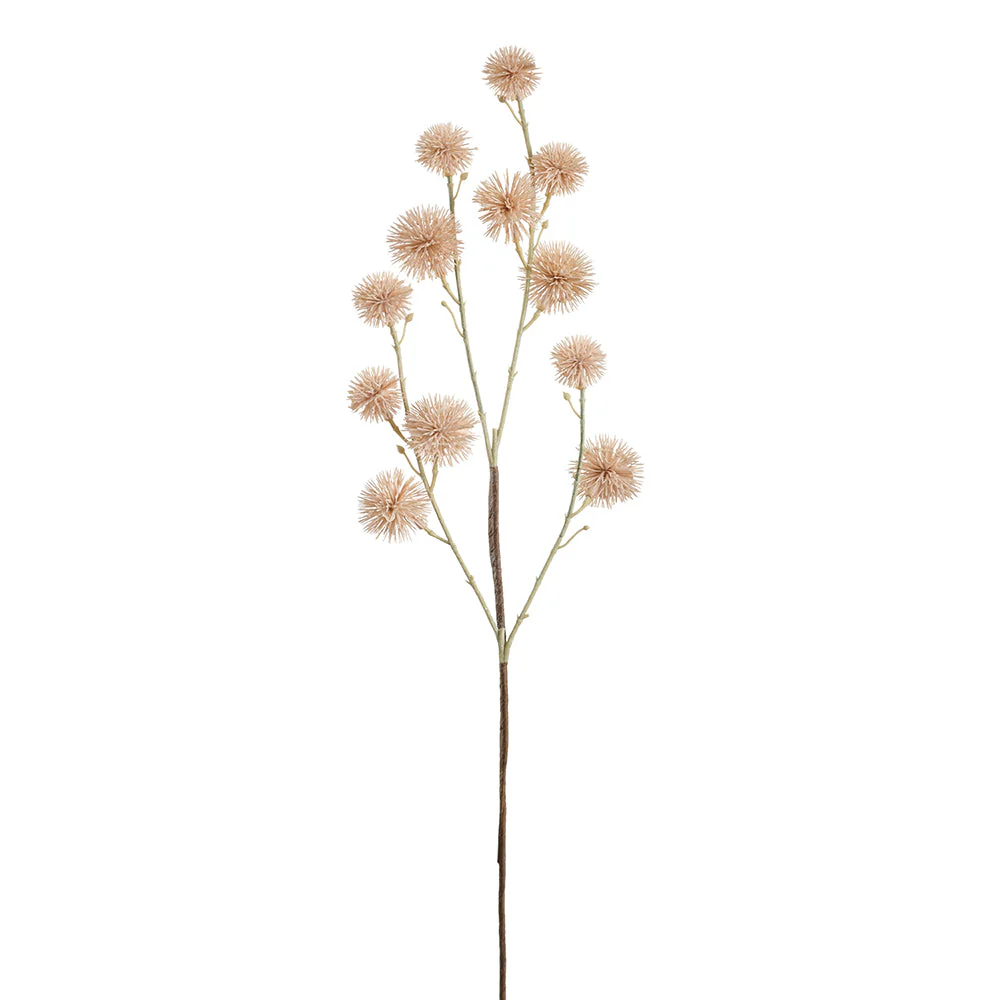 26" Globe Thistle Artificial Flower Stem -Beige (Pack of 12)