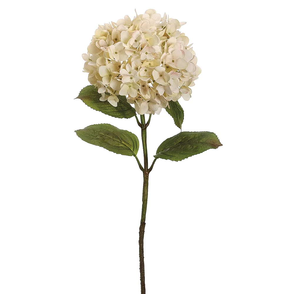 26" Hand-Wrapped Silk Hydrangea Flower Spray -Cream (Pack of 6)