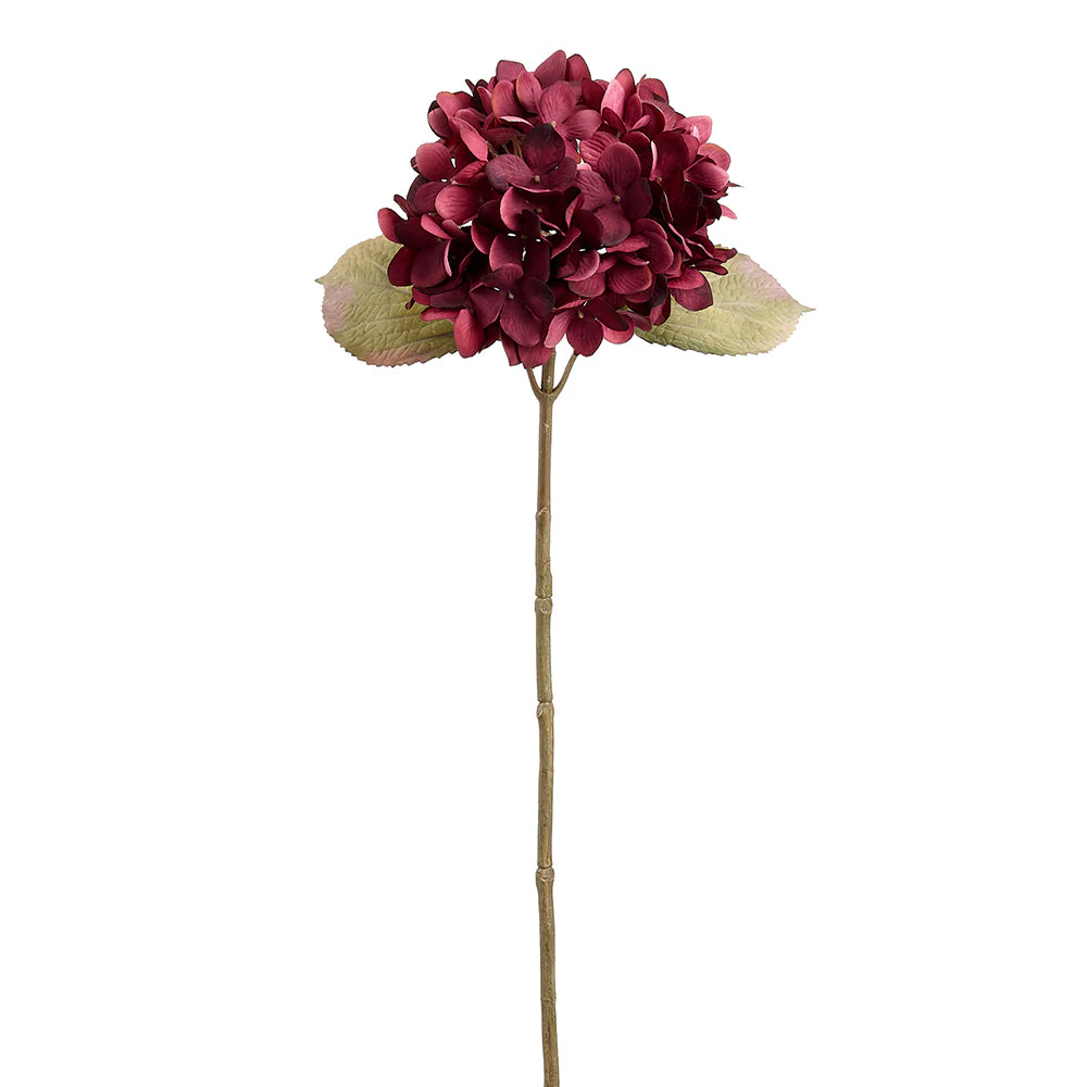 26" Hydrangea Silk Flower Stem -Burgundy (Pack of 12)