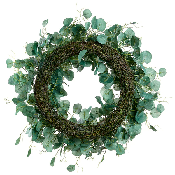 26" Iced Artificial Seeded Eucalyptus Leaf Wreath -Green (Pack of 2) - Image 2