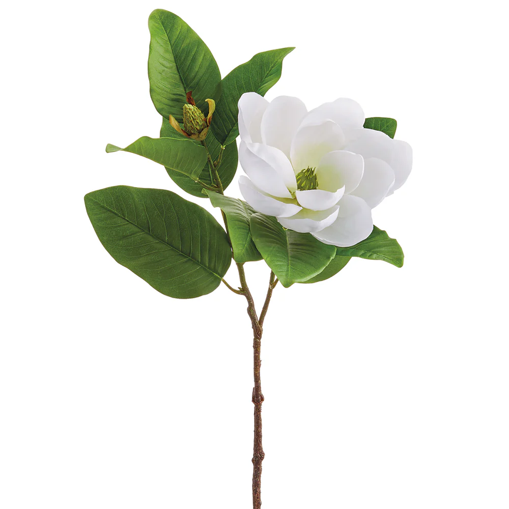 26" Magnolia Silk Flower Stem -White (Pack of 12)