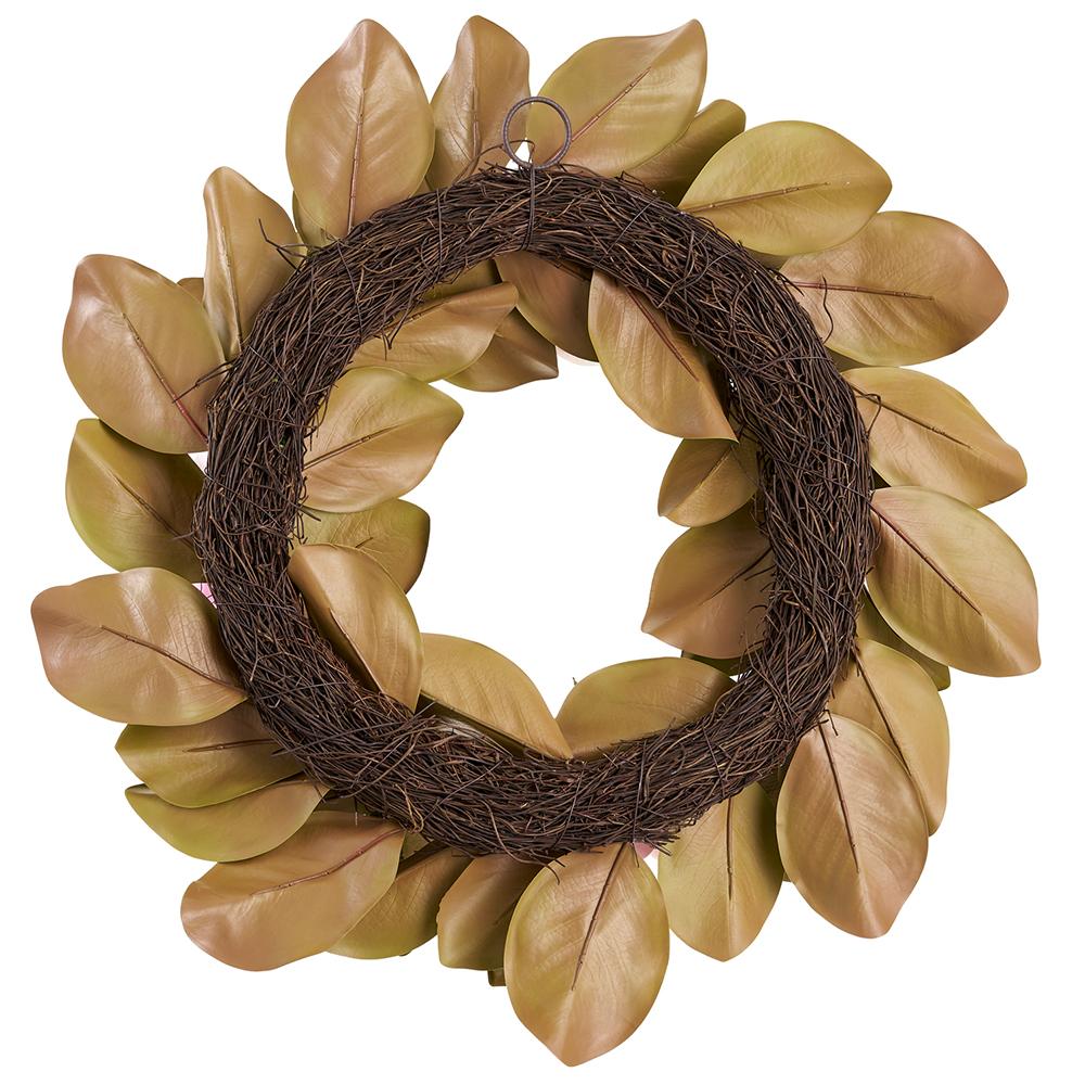26" Magnolia Silk Flower Wreath -Pink/Green (Pack of 2) - Image 2