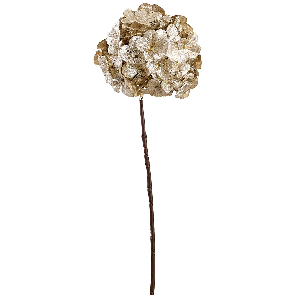 26" Metallic Artificial Hydrangea Flower Stem -Gold (Pack of 12)