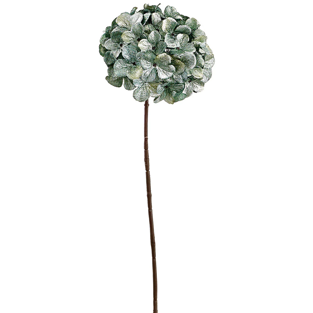 26" Metallic Artificial Hydrangea Flower Stem -Teal (Pack of 12)