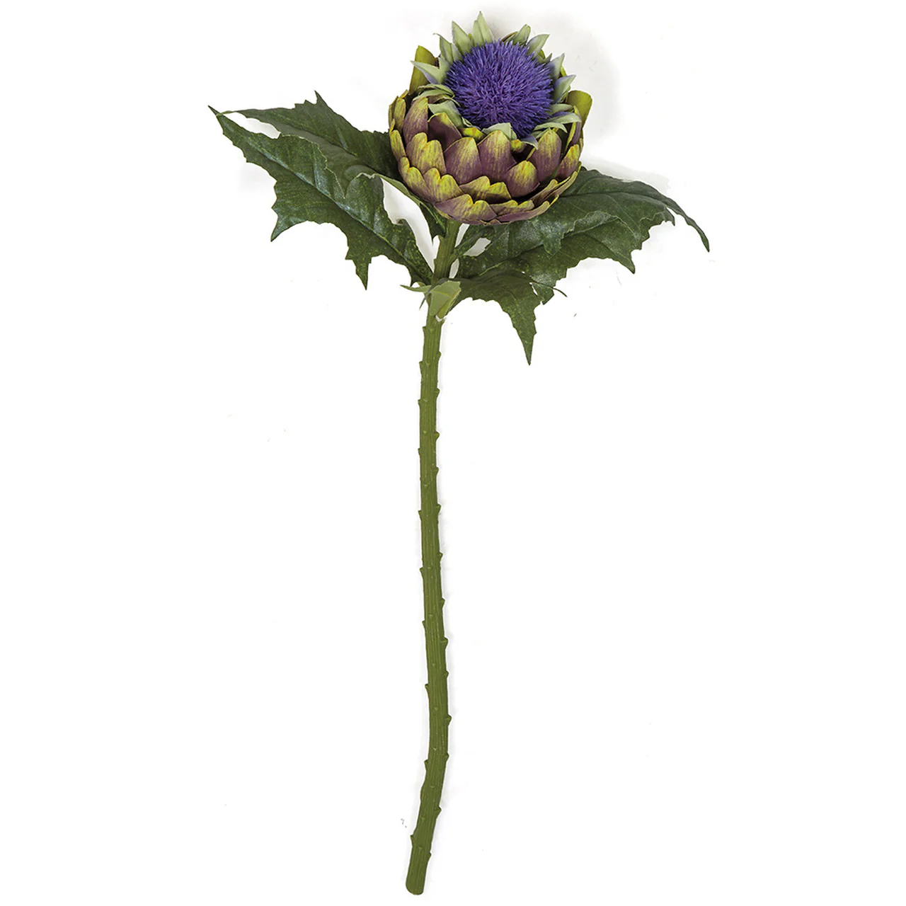 26" Open Artichoke Silk Flower Stem -Purple/Green (Pack of 6)