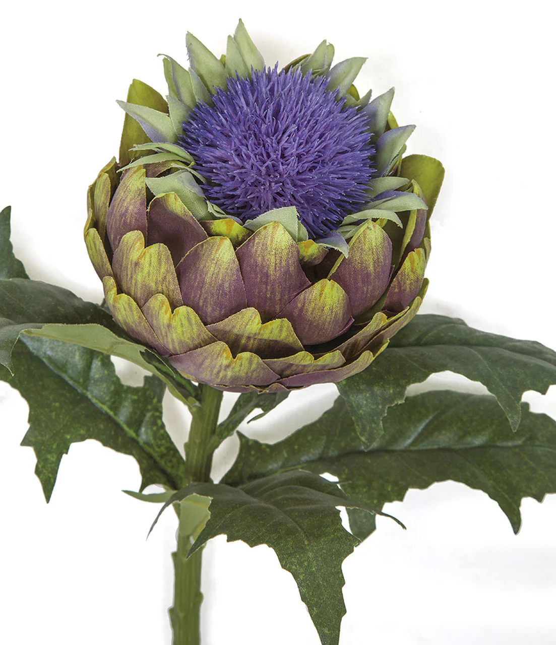 26" Open Artichoke Silk Flower Stem -Purple/Green (Pack of 6) - Image 2