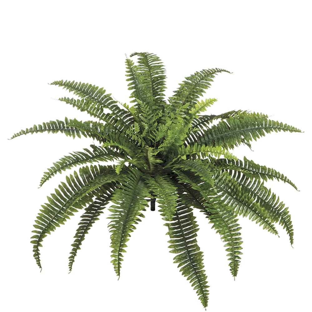 26" Outdoor UV-Resistant Artificial Boston Fern Plant -39 Leaves -Green (Pack of 6)