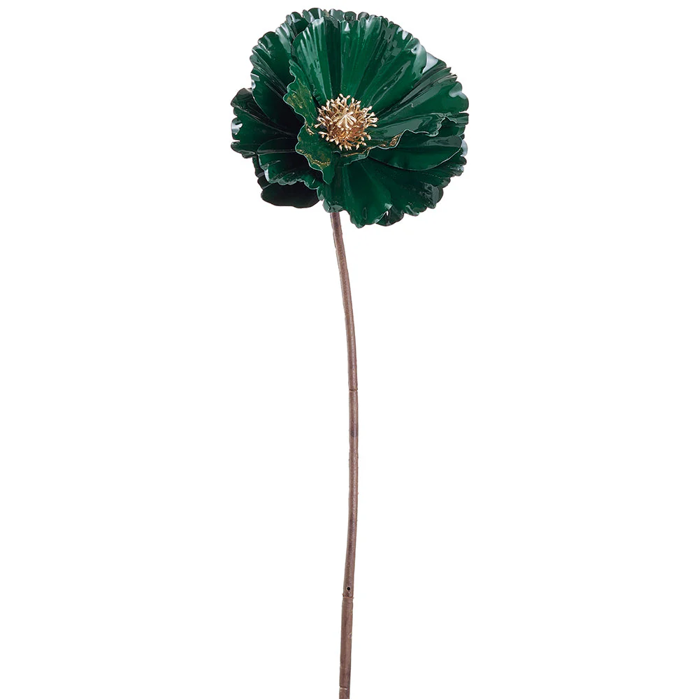26" Porcelain Look Artificial Poppy Flower Stem -Green (Pack of 12)