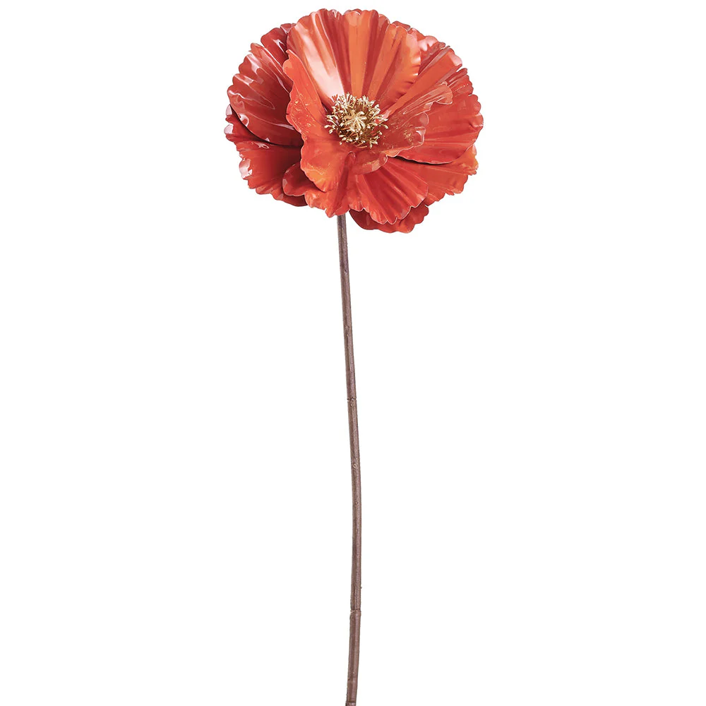 26" Porcelain Look Artificial Poppy Flower Stem -Orange (Pack of 12)
