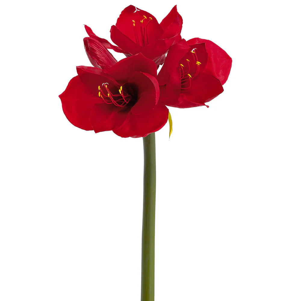 26" Real Touch Amaryllis Silk Flower Stem -Red (Pack of 12)