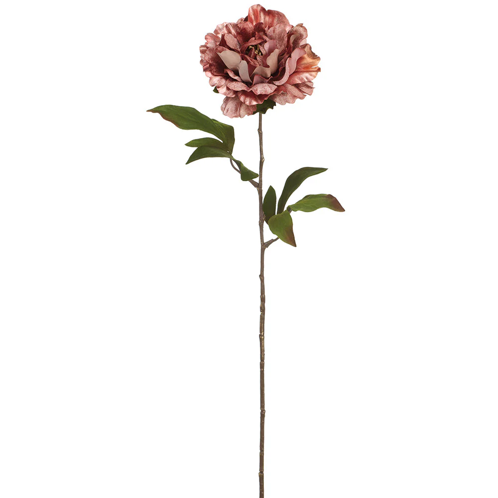 26" Shimmer Velvet Artificial Peony Flower Stem -Mauve (Pack of 12)