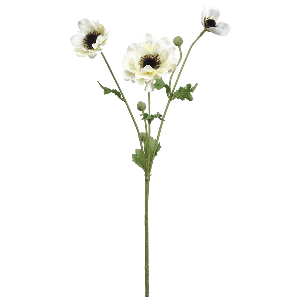 26" Silk Anemone Flower Stem -Cream (Pack of 12)