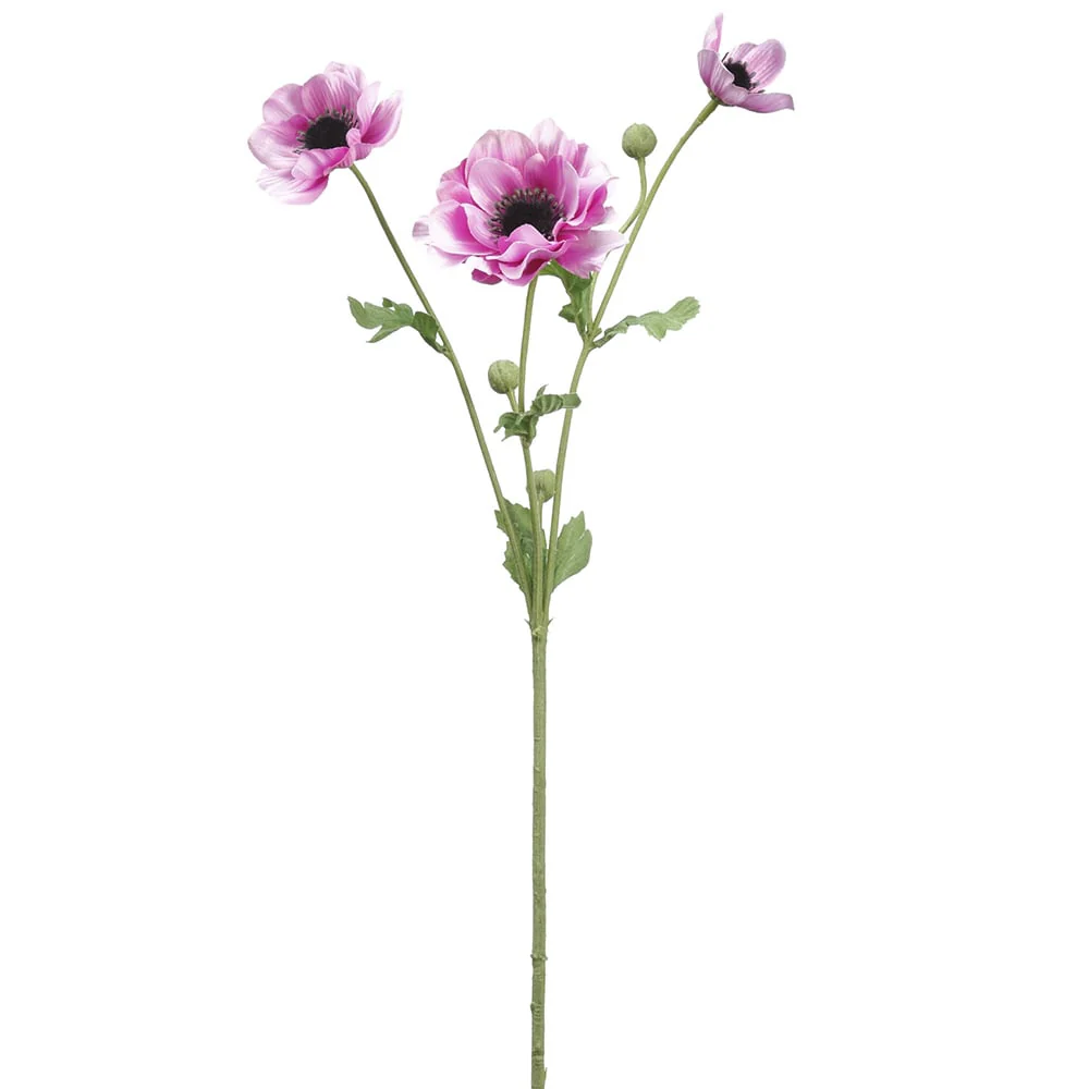 26" Silk Anemone Flower Stem -Fuchsia (Pack of 12)