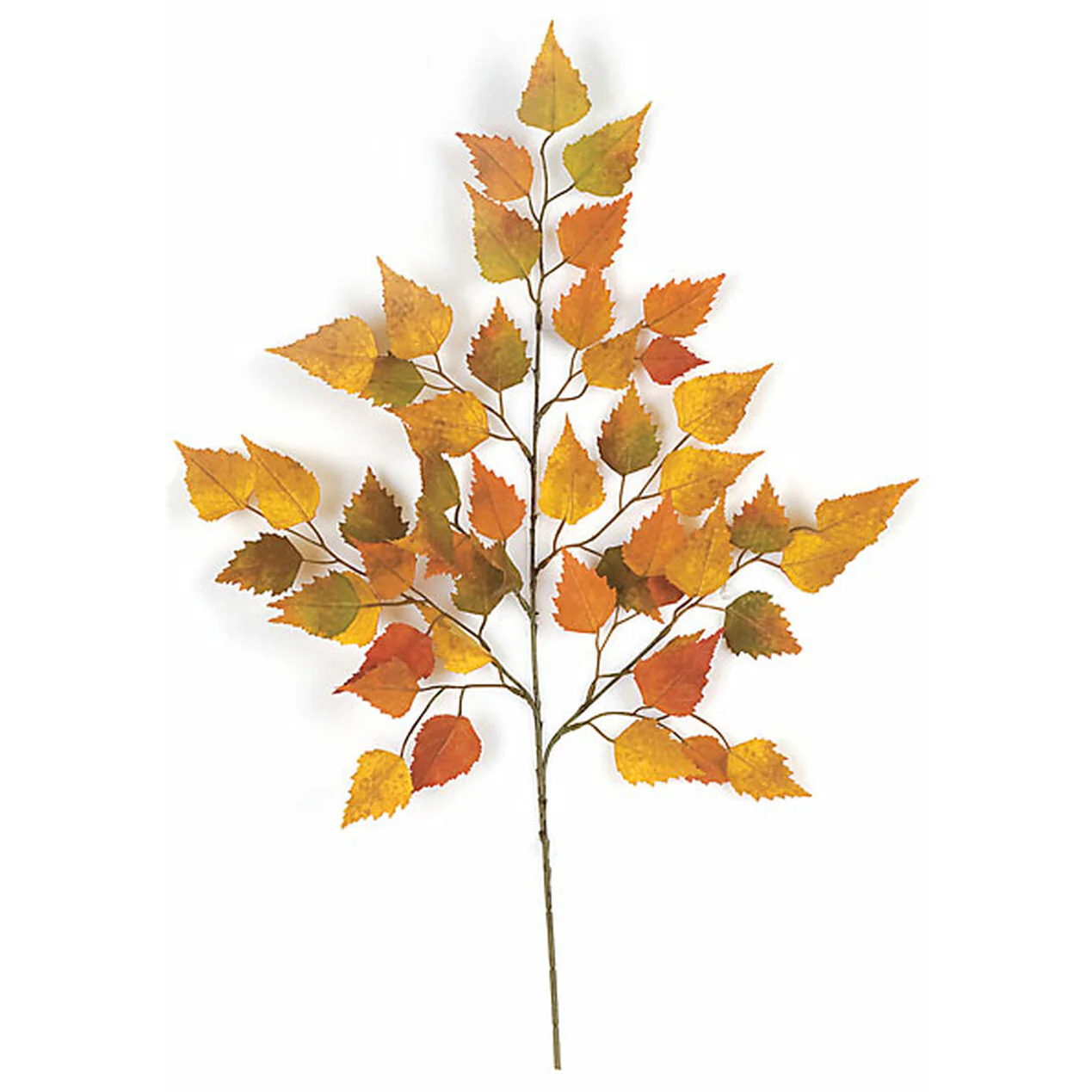 26" Silk Birch Leaf Stem -Yellow/Orange (Pack of 24)