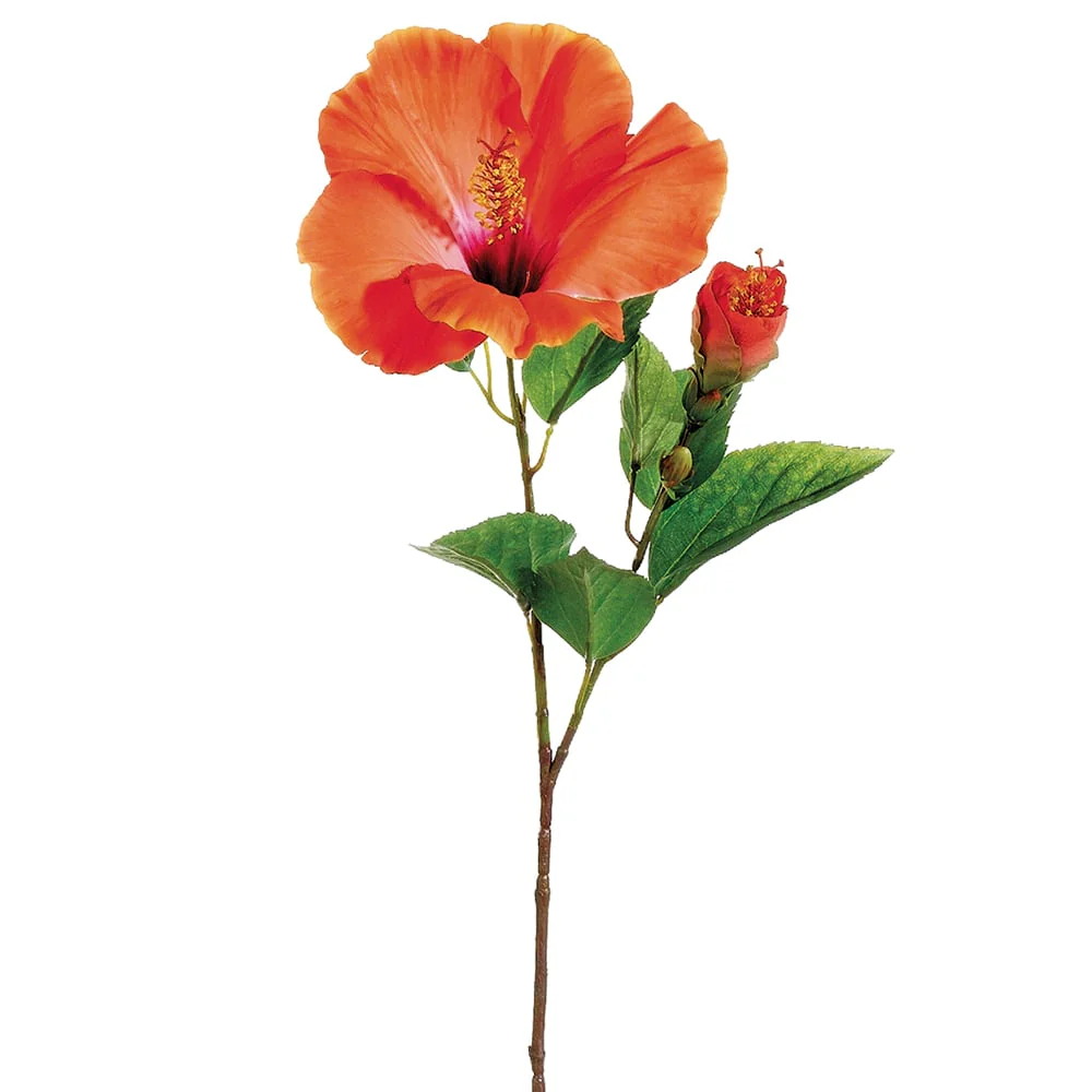 26" Silk Hibiscus Flower Spray -Papaya/Beauty (Pack of 12)