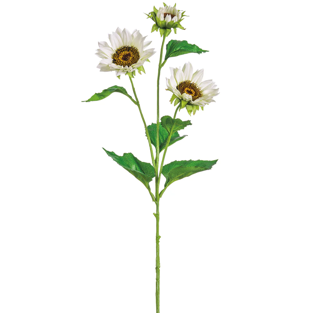 26" Silk Sunflower Flower Stem -White (Pack of 12)