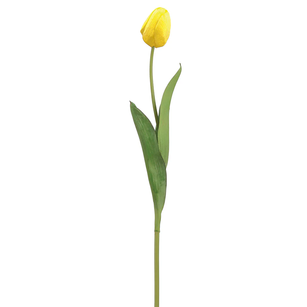 26" Tulip Bud Silk Flower Stem -Yellow (Pack of 12)