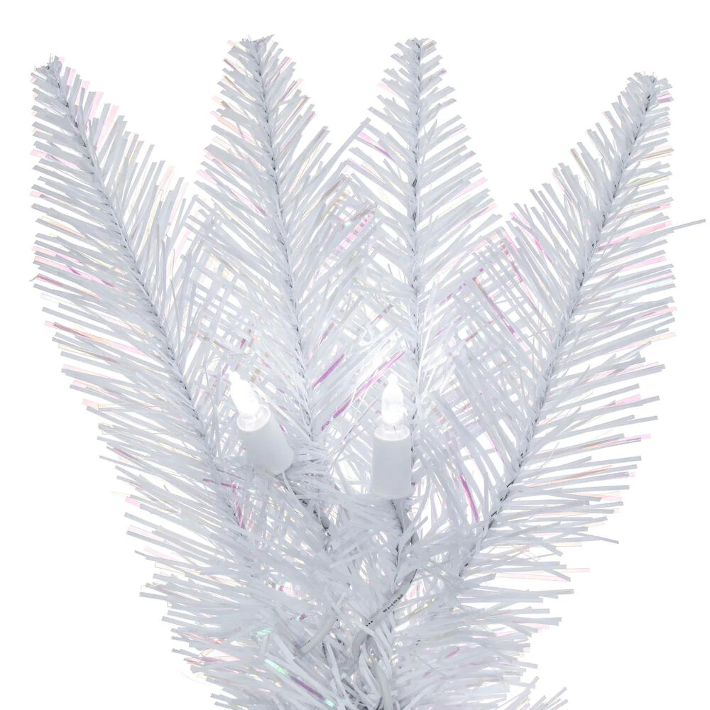 2'6"Hx17"W Pencil Sparkle White Spruce Artificial Christmas Tree, LED Pre-Lit -White - Image 4