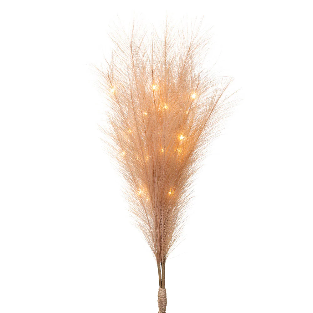 27.5" Artificial Pampas Grass Stem Bundle, Battery LED Pre-Lit -Blush (Pack of 12)