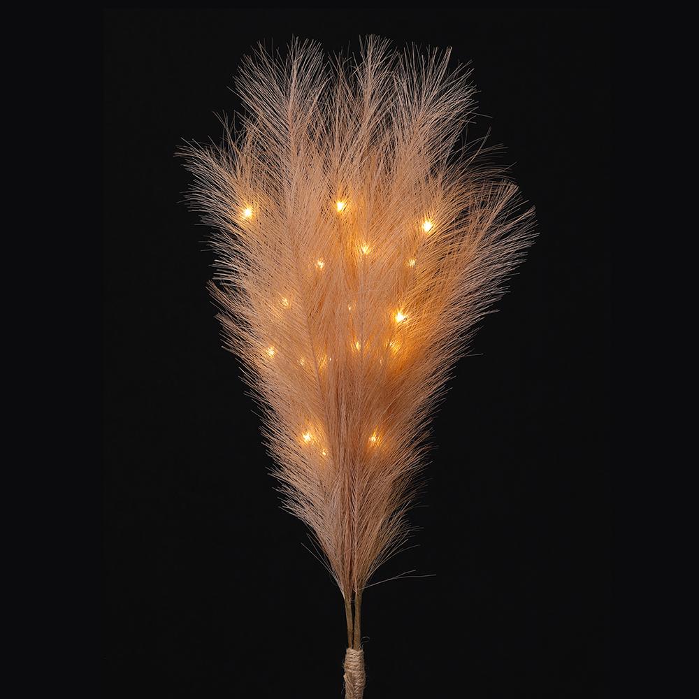 27.5" Artificial Pampas Grass Stem Bundle, Battery LED Pre-Lit -Blush (Pack of 12) - Image 2