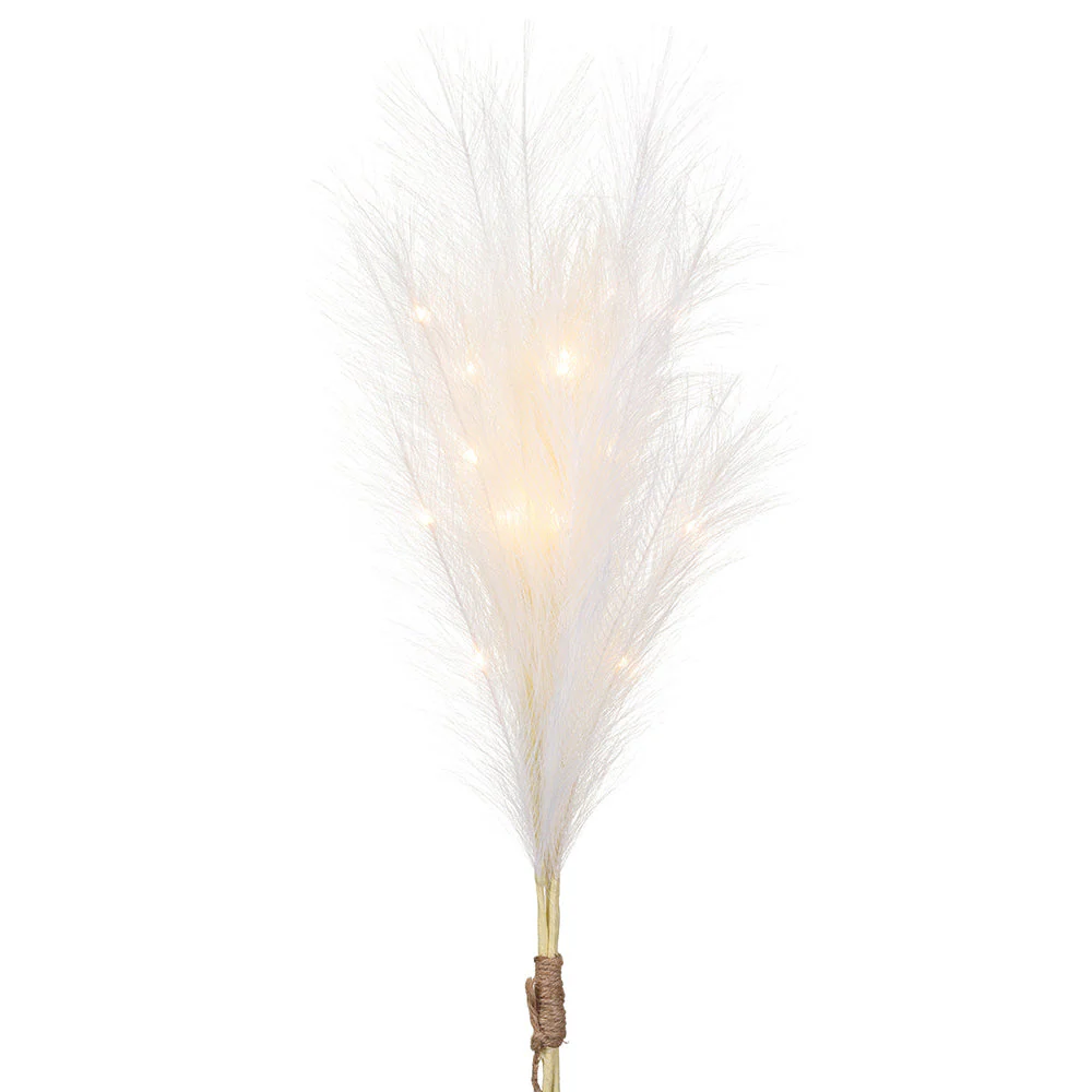 27.5" Artificial Pampas Grass Stem Bundle, Battery LED Pre-Lit -Cream (Pack of 12)