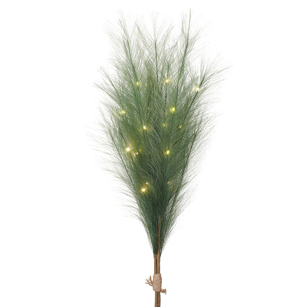 27.5" Artificial Pampas Grass Stem Bundle, Battery LED Pre-Lit -Green (Pack of 12)