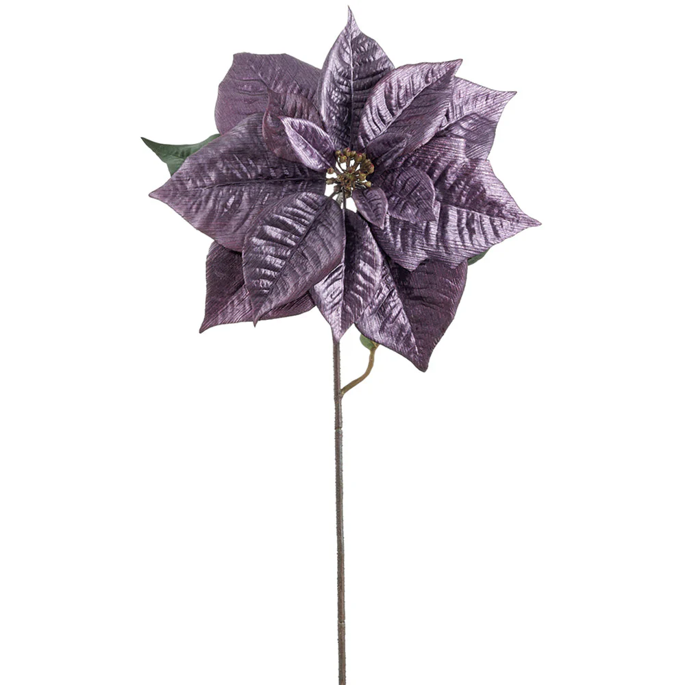 27.5" Artificial Poinsettia Flower Stem -Purple (Pack of 12)