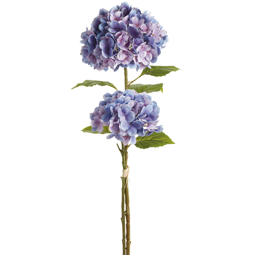 27.5" Hydrangea Silk Flower Stem Bundle -Purple (Pack of 6)