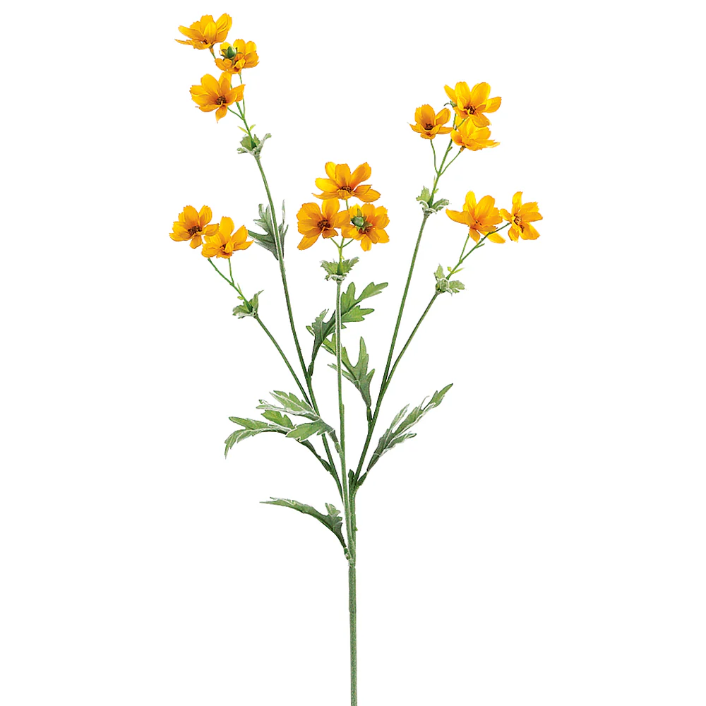 27.5" Silk Baby Cosmos Flower Spray -Gold/Yellow (Pack of 12)