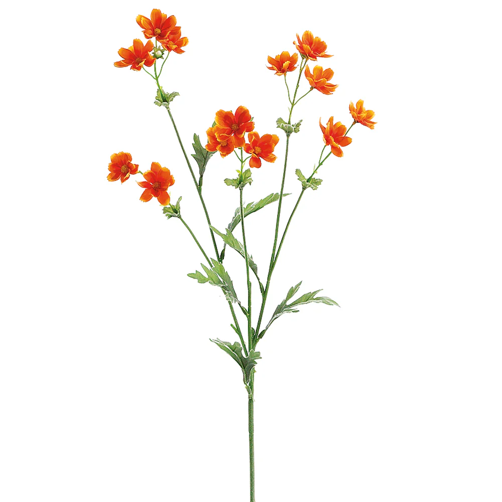 27.5" Silk Baby Cosmos Flower Spray -Orange (Pack of 12)