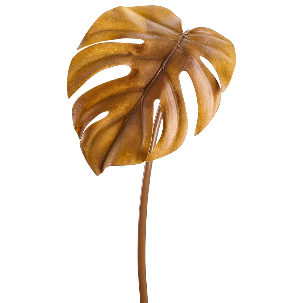 27.5" Silk Split Philodendron Monstera Leaf Stem -Mustard (Pack of 12)