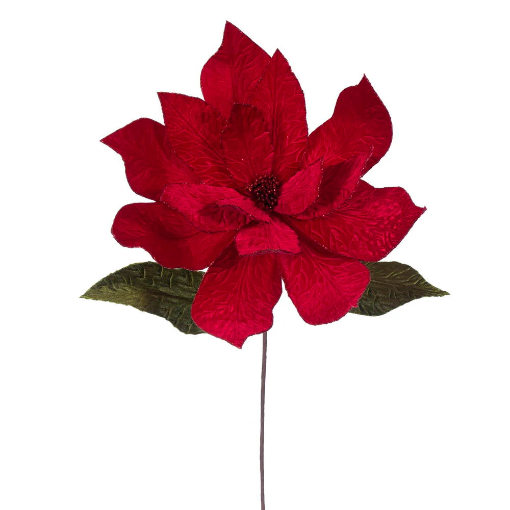 27.5"x24" Artificial Poinsettia Flower Stem -Red (Pack of 6)