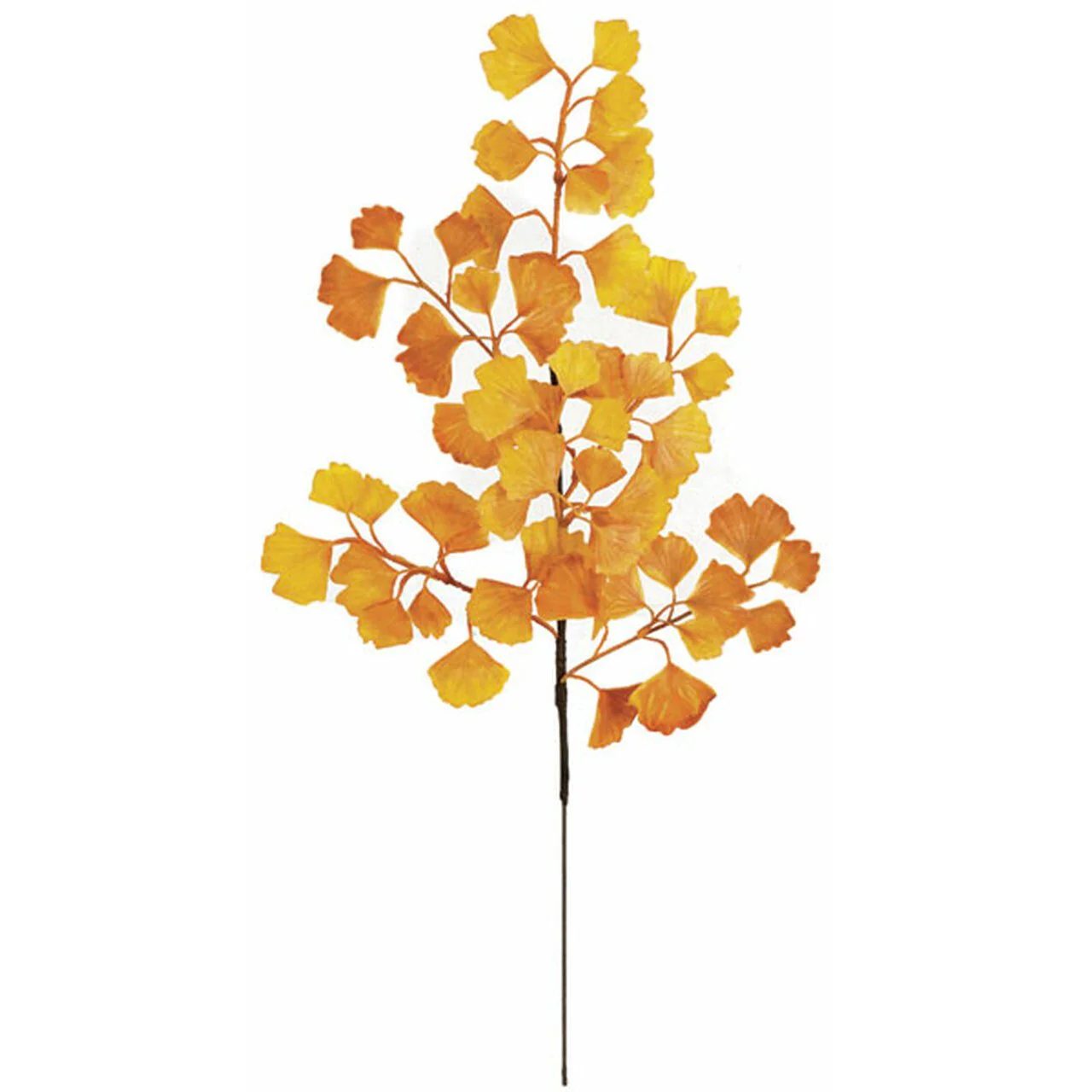 27" Artificial Ginkgo Leaf Stem -Orange (Pack of 12)
