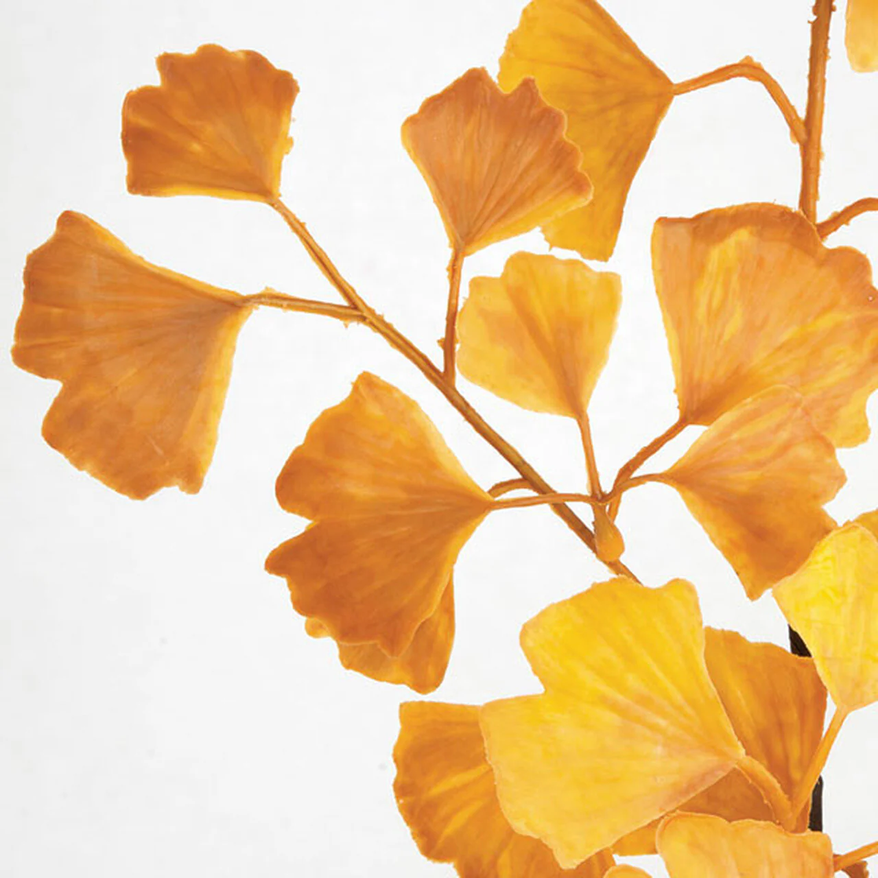 27" Artificial Ginkgo Leaf Stem -Orange (Pack of 12) - Image 2